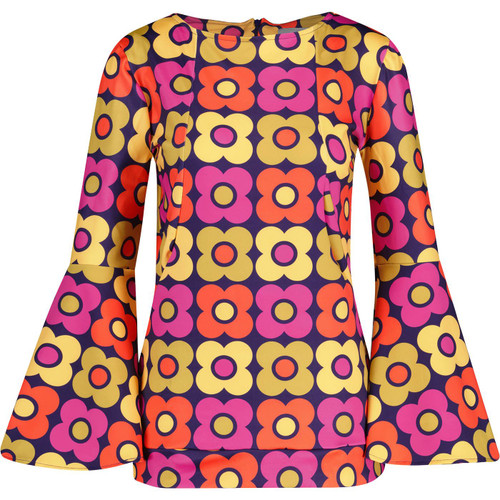 madcap england womens retro flower bell sleeve top navy