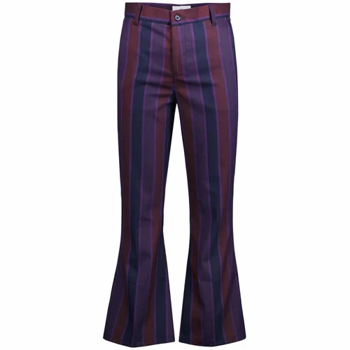 Madcap England Offbeat Retro 60s Boating Stripe Flared Trousers in Purple Mix