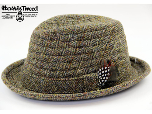 HARRIS TWEED RETRO TRILBY HAT BROWN TWEED HARRIS TWEED RETRO TRILBY HAT BROWN TWEED