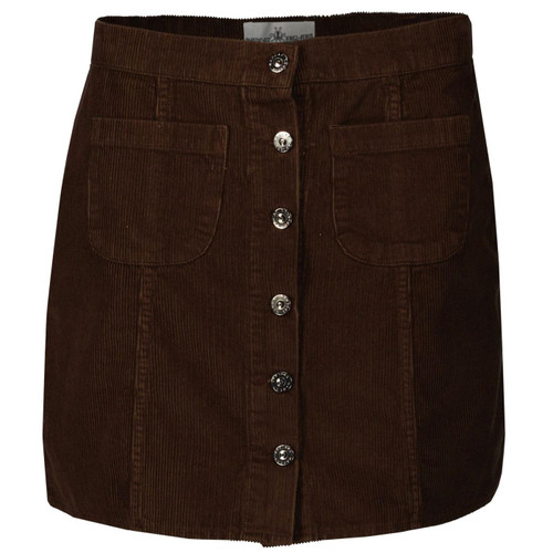 Madcap England Women's Retro 70s Cord A-Line Skirt in Cocoa Brown