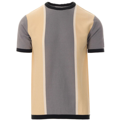 Madcap England Belmont 60s mod Knitted Stripe Panel Tee in Weathervane