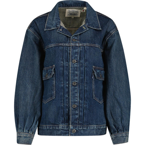 levis mens type II denim trucker jacket dark rush blue