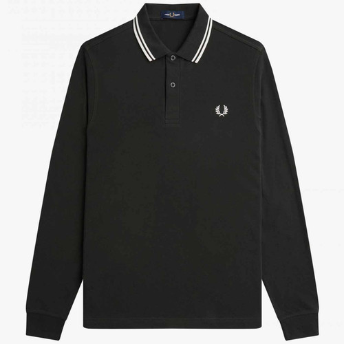 Fred Perry Twin Tipped Long Sleeve Polo Shirt in Night Green M636 T50