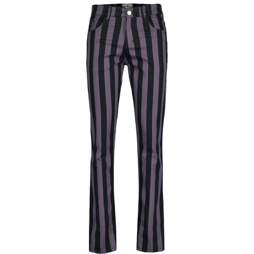 Madcap England Roller Stripe Slim Leg Trousers in Black and Grey MC1072