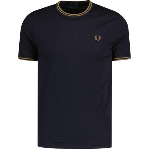 fred perry mens twin tipped cotton tshirt black shaded stone fred perry mens twin tipped cotton tshirt black shaded stone