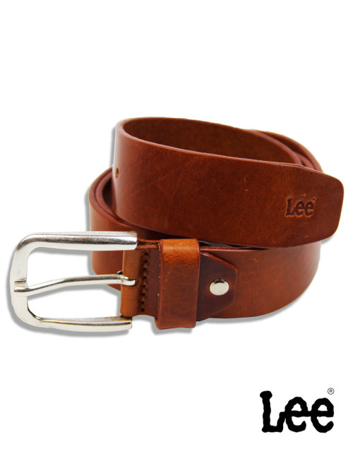 lee leather dark cognac belt	