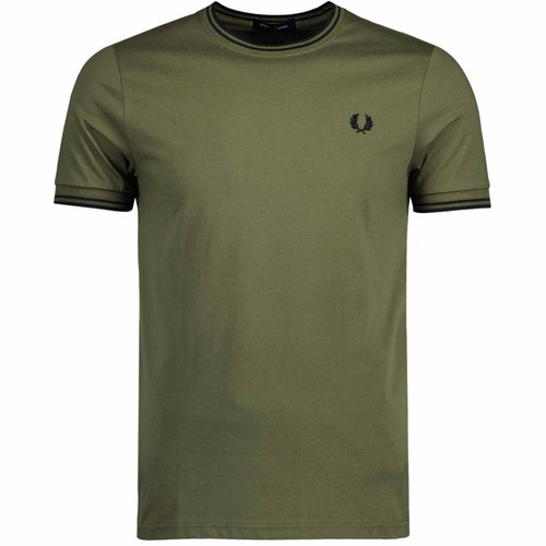 Fred Perry M1588 Q55 Mod Twin Tipped T-shirt in Uniform Green