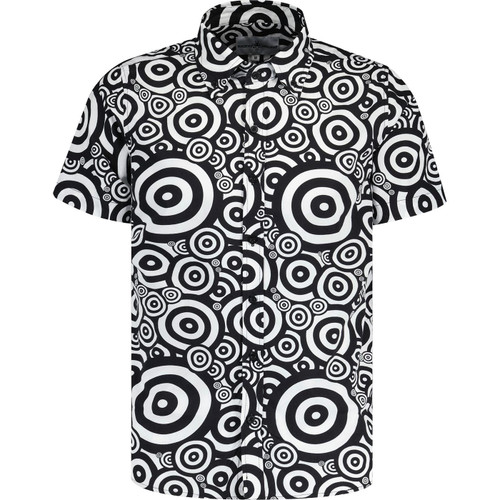madcap england mens oz trip target print short sleeve shirt black white