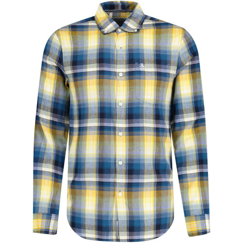 original penguin mens sport plaid long sleeve ecovero shirt dark blue