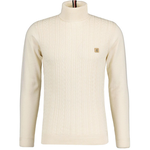 Gabicci Leonardo Cable Knit Roll Neck Jumper in Cream V51GM20