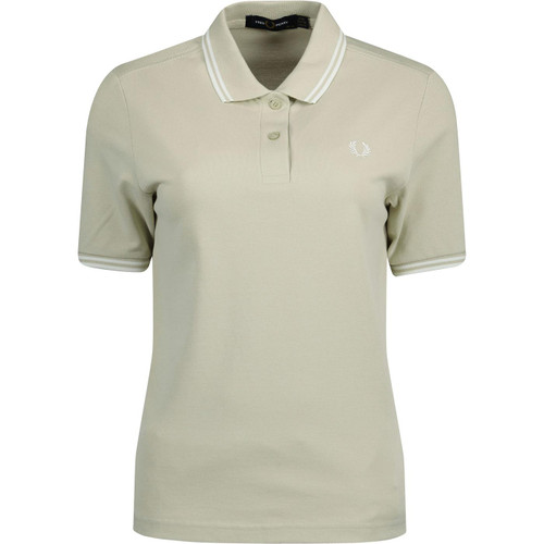 fred perry womens twin tipped pique polo tshirt light oyster