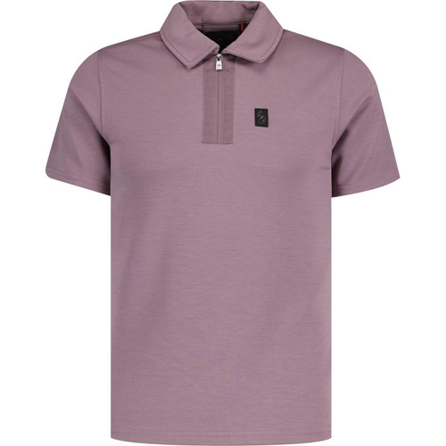 luke 1977 mens hardy zip neck polo tshirt dark lilac
