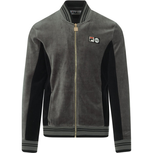 fila vintage mens soter velour zip track top castle rock grey black