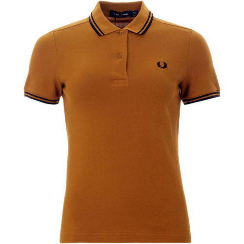 fred perry womens G3600 twin Tipped pique polo dark caramel 