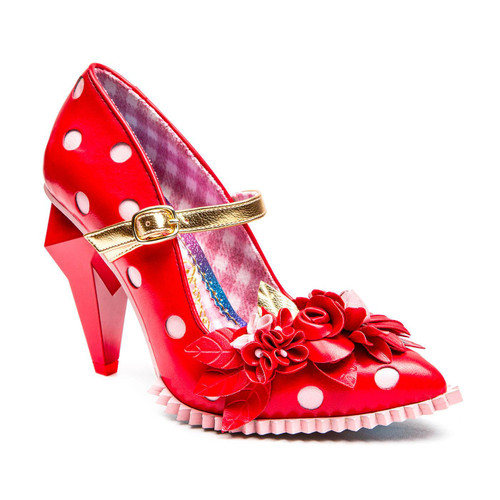 Irregular Choice Crystal Pips Retro Polka Dot Heels in Red