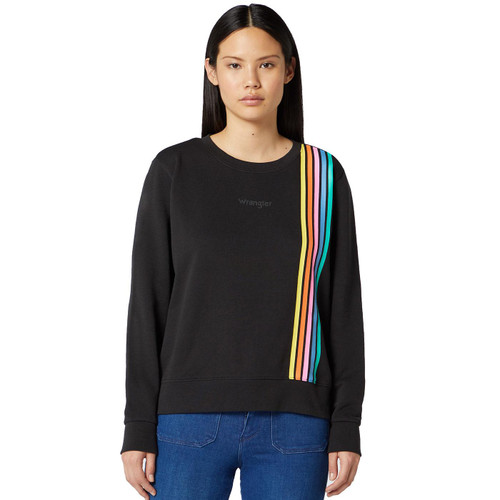 wrangler womens rainbow stripe sweater faded black