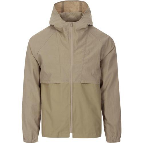 goverall mens les basics hooded short zip jacket stone