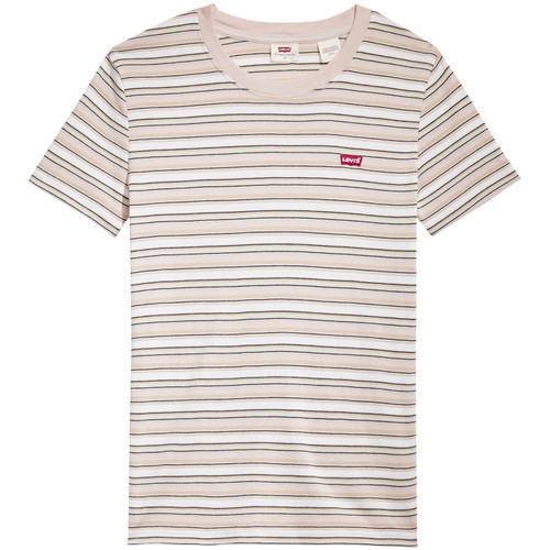 levis womens rib baby bombarde stripe tshirt sepia rose