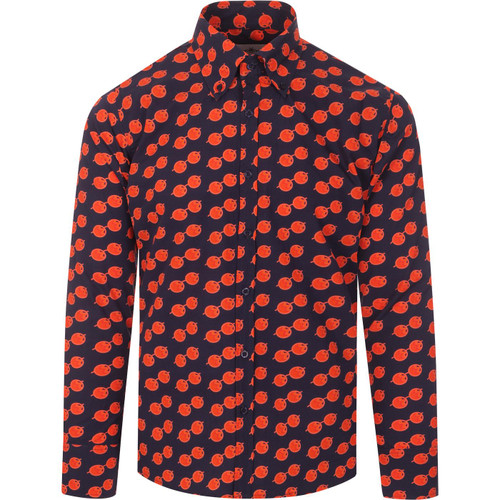 madcap england mens trip lennon glasses print long sleeve shit navy red