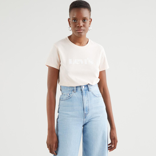 levis womens perfect new logo print crew neck tshirt scallop