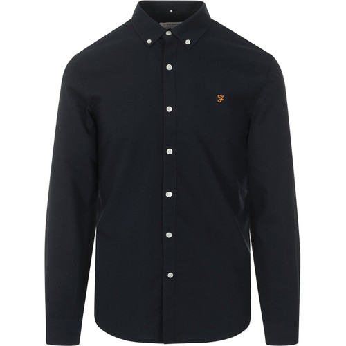Farah Men's Brewer Slim Fit Cotton Button Down Oxford Shirt in Navy
