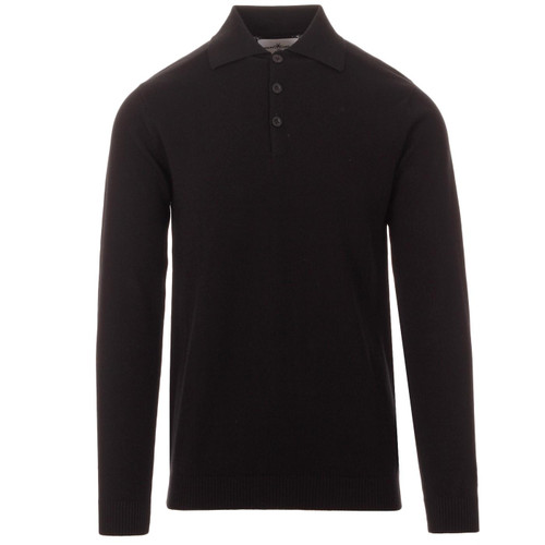 Madcap England Brando 60s Mod Knitted Polo Shirt in Black