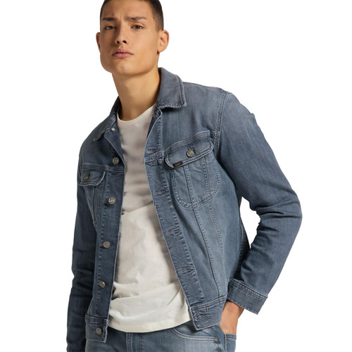 lee jeans slim rider denim jacket grey blue