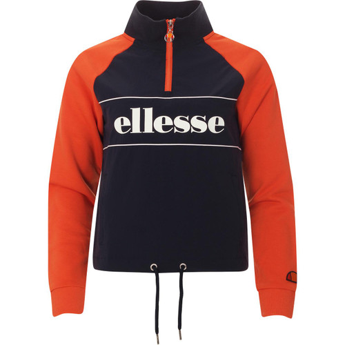 ellesse womens coacoa logo print half zip drawstring track top navy orange