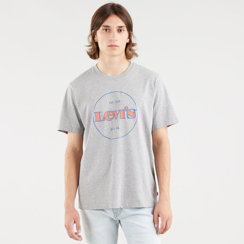 Levi's Men's Relaxed Fit Retro Logo T-shirt in Grey Marl