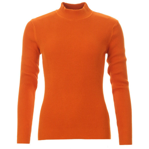 Madcap England Brigitte 60s Mod Ribbed Mock Turtleneck Jumper in Marmalade