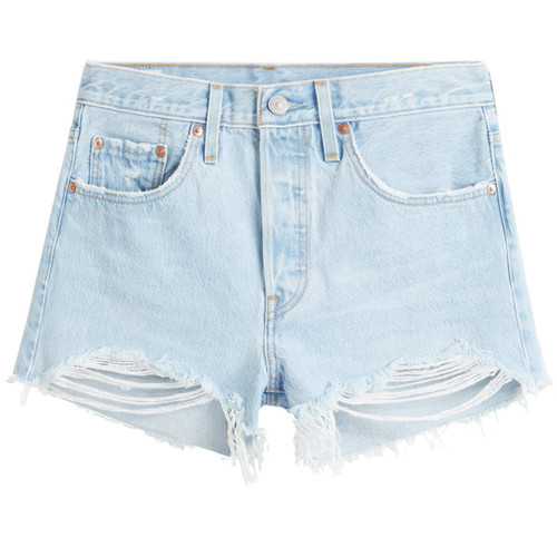 levis womens 501 original distressed denim shorts luxor edge light blue