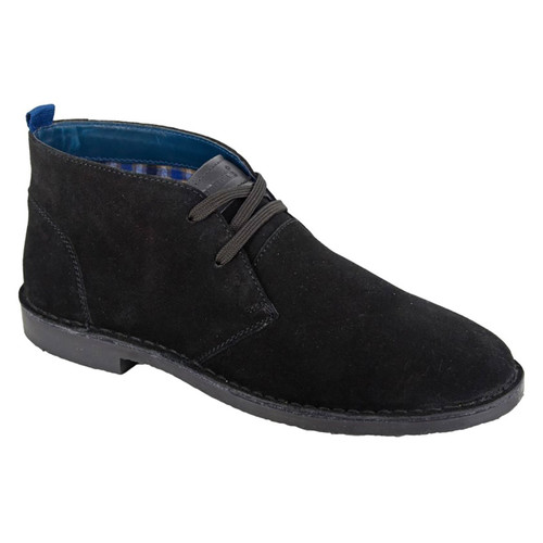 Roamers Men's Mod Desert Boots in Black Suede