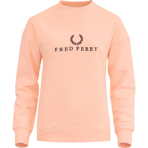 fred perry womens embroidered chest logo crew neck sweatshirt coral fred perry womens embroidered chest logo crew neck sweatshirt coral