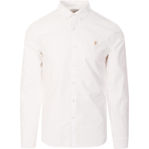 Farah Men's Slim Fit Cotton Oxford Shirt in White