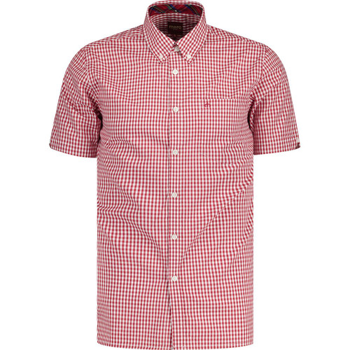 Merc Terry Men's Short Sleeve Gingham Shirt in Blood Red