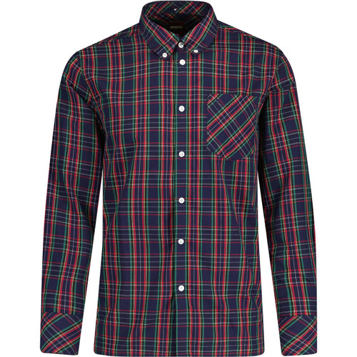 MERC TARTAN MOD SHIRT NEDDY NAVY RETRO MOD SIXTIES
