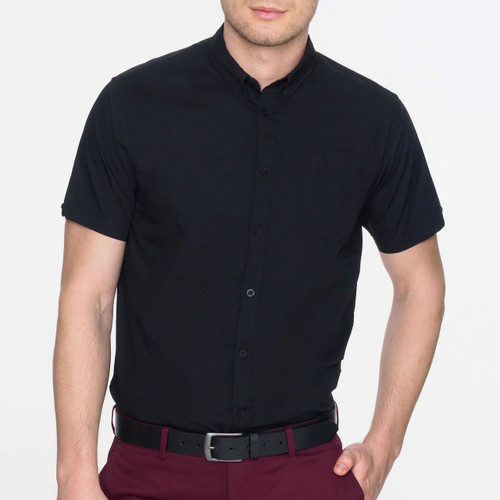 Merc Baxter Mens Retro Mod Short Sleeve Shirt in Black