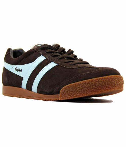 GOLA HARRIER SUEDE DARK BROWN PALE BLUE TRAINERS GOLA HARRIER SUEDE DARK BROWN PALE BLUE TRAINERS