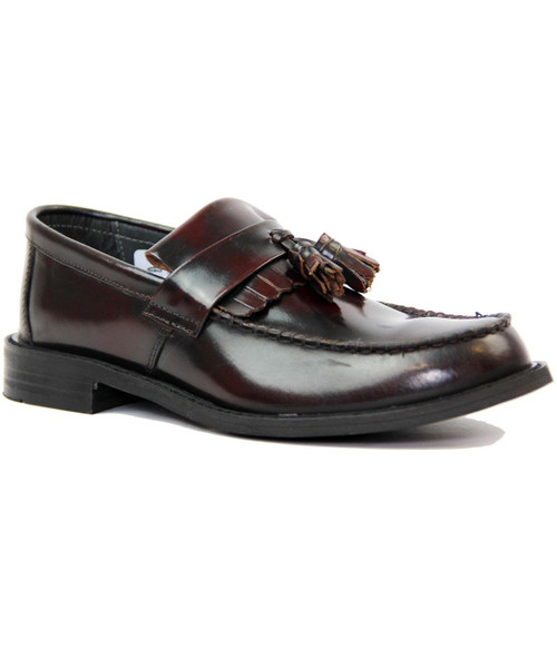 RETRO MOD MENS CLASSIC TASSEL LOAFERS OXBLOOD