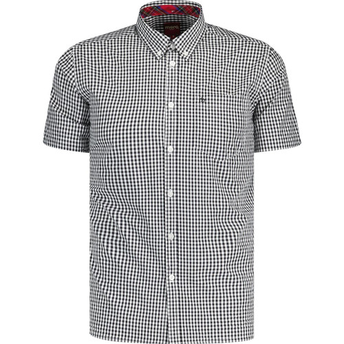 Merc Terry Retro Button Down Classic Gingham Shirt in Black