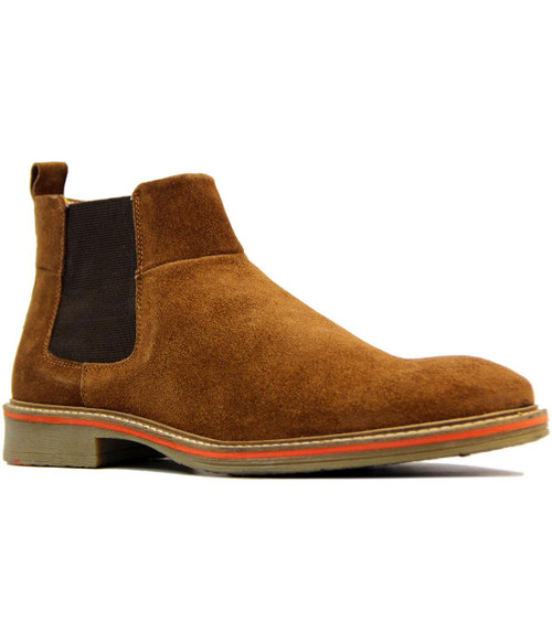 retro 1960s mod suede tipped chelsea boots sand