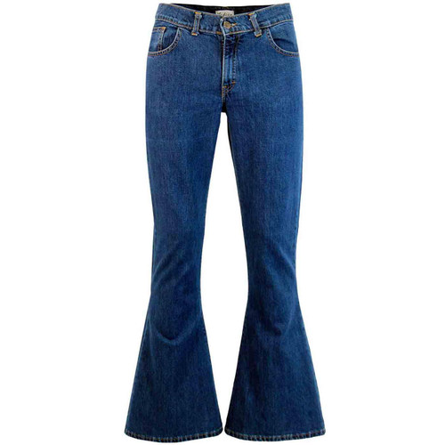 Madcap England Rock Flares Retro 1970s Denim Bellbottom Flared Jeans in Stonewash