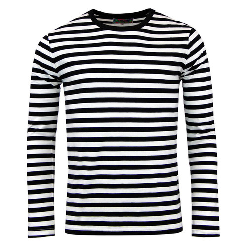 Madcap England Retrorocket Retro 60s Mod Stripe Long Sleeve Tee in Black and White