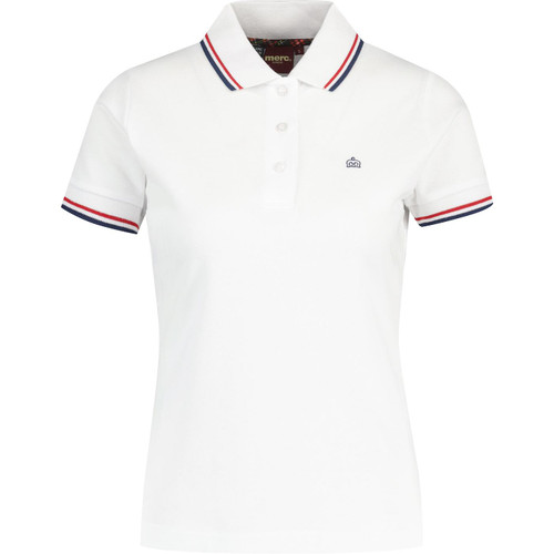merc womens rita retro mod tipped pique polo shirt white