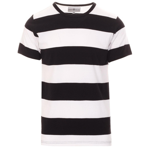 Madcap England Milne 60s Mod Brian Jones Block Stripe Tee in Black White