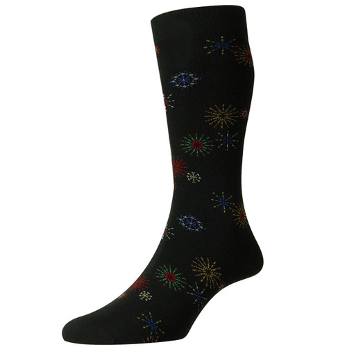 Scott-Nichol by Pantherella YS4074 002 Thames Fireworks Socks in Black