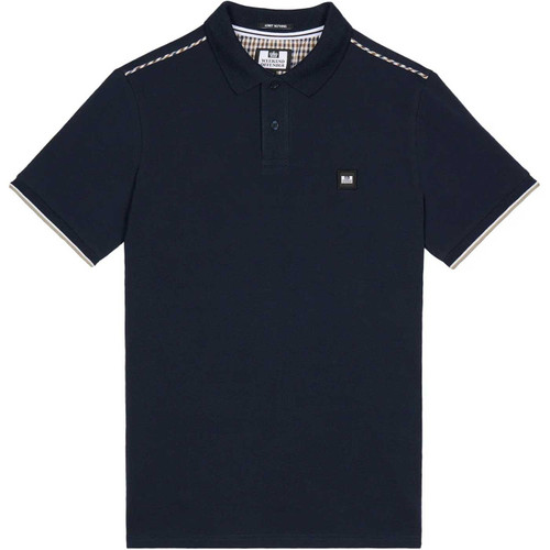 Weekend Offender Men's Sakai Polo in Navy with Brown House Check Trim