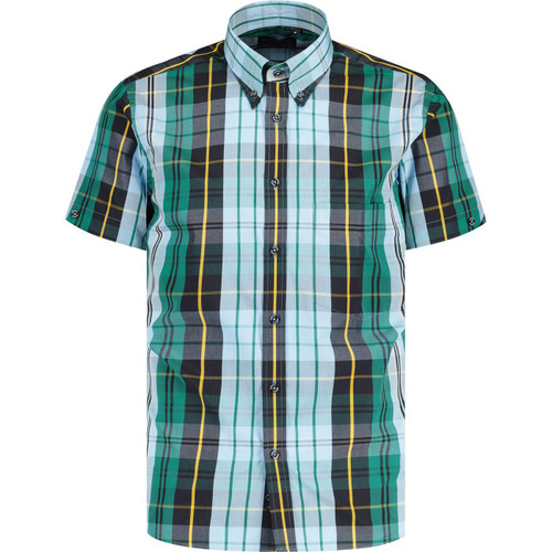 tootal mens kingston check short sleeve shirt blue green