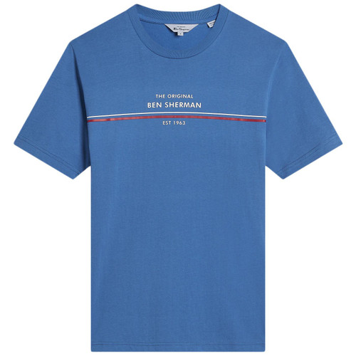Ben Sherman Retro Brand Stripe Tee in Bright Blue 0074521 034