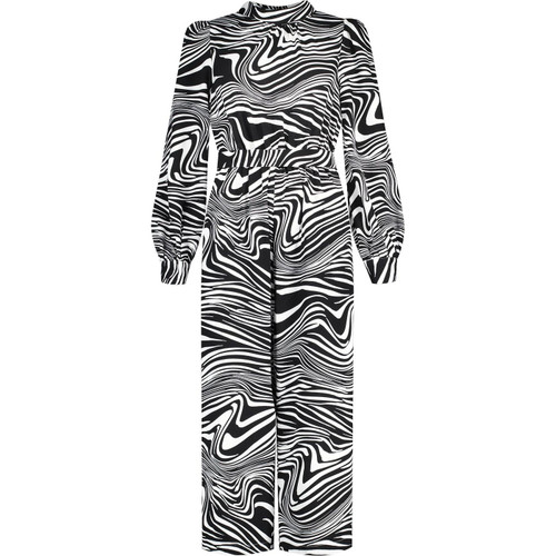 louche womens gayane zebra pop print mock neck cropped leg jumpsuit black white